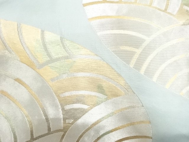JAPANESE KIMONO / ANTIQUE TSUKURI OBI / WOVEN ABSTRACT SEIGAIHA
